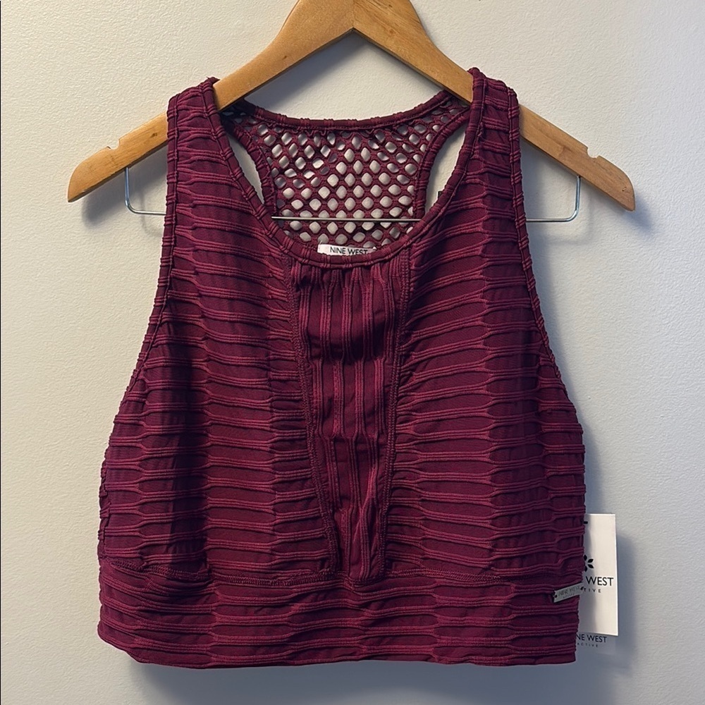 NWT Nine West Active Burgundy Textured Racer Back Sports Bra Size 1X